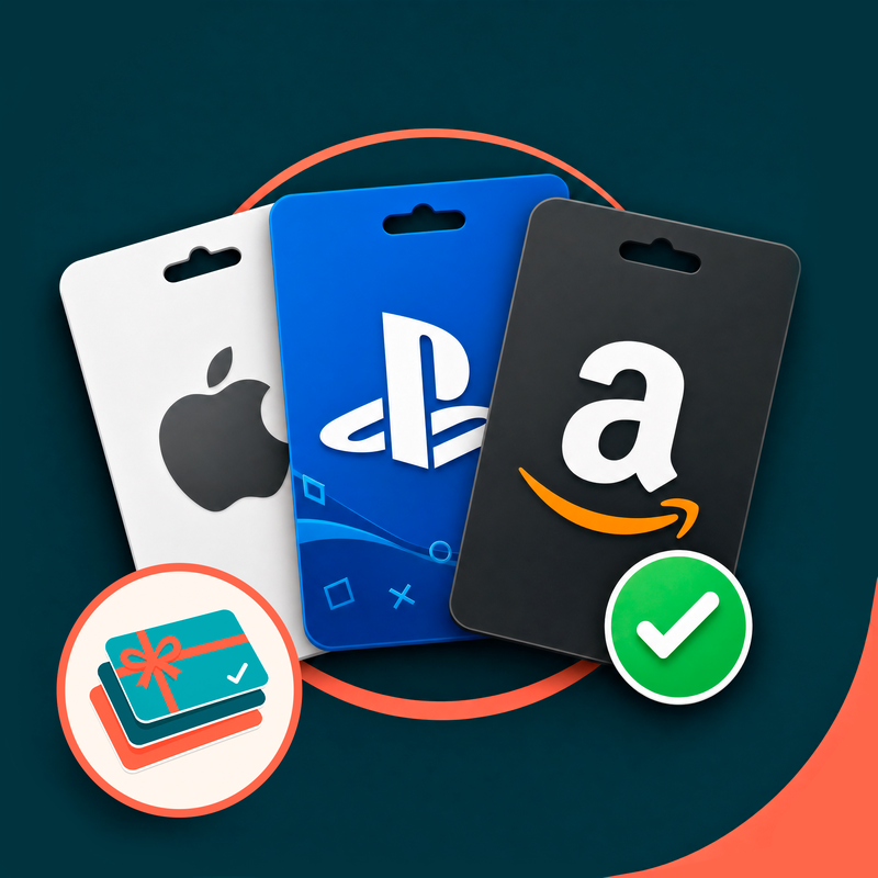 брендовый аватар Giftcard Store — карты Apple, PlayStation, Amazon и знак-стопка